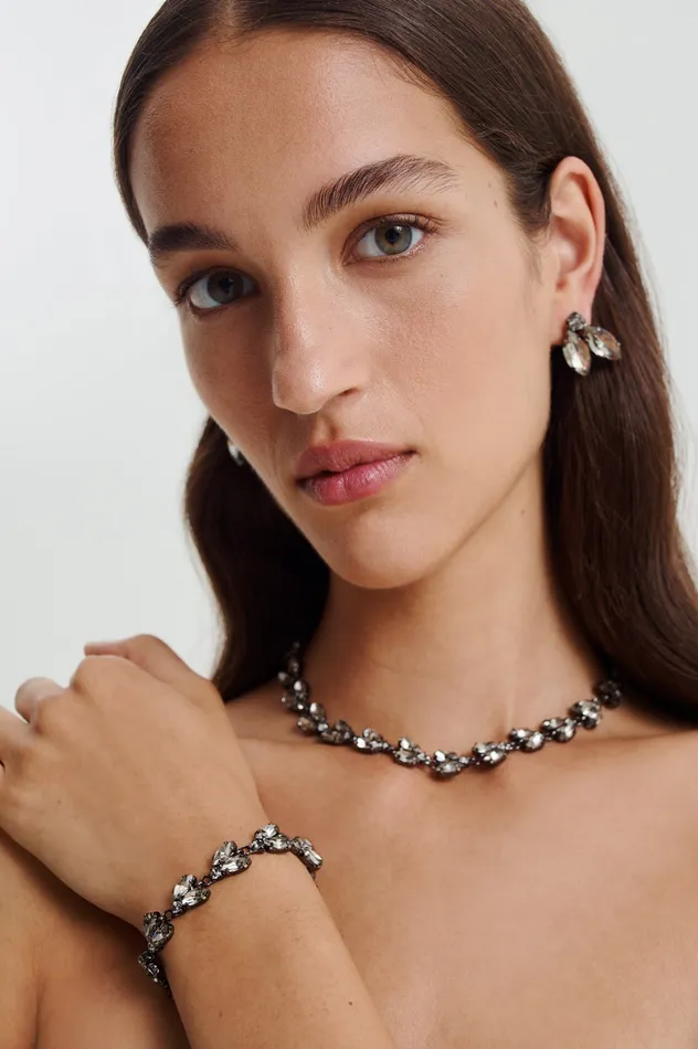 Scanlan Theodore Jewelry Women CRYSTAL LEAF BRACELET BLACKDIAMOND
