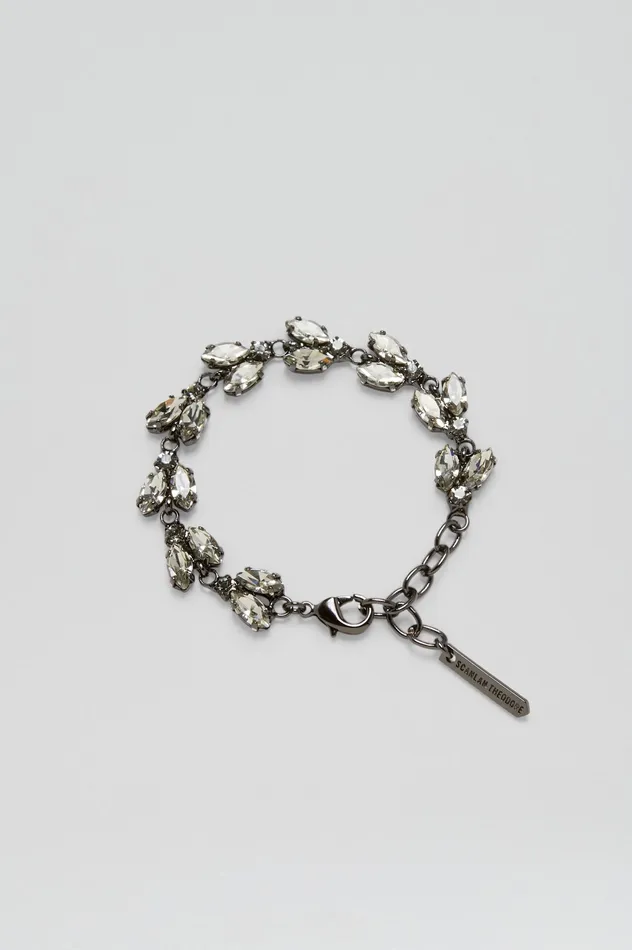 Scanlan Theodore Jewelry Women CRYSTAL LEAF BRACELET BLACKDIAMOND Scanlan Theodore Jewelry Women CRYSTAL LEAF BRACELET BLACKDIAMOND