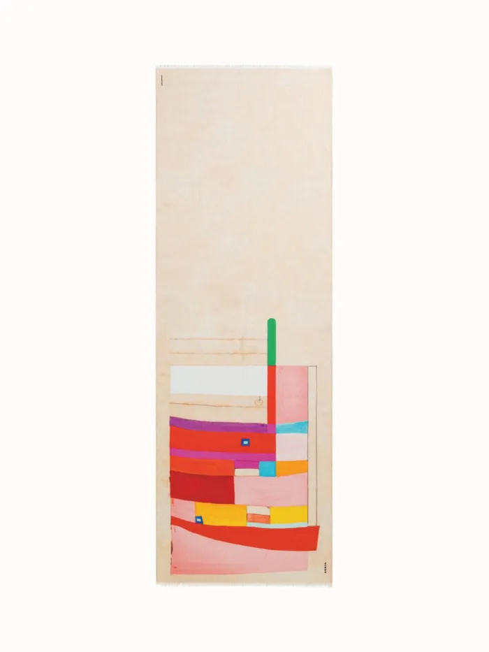 Scarf In Cashmere And Silk With Mural Print Multicolor Women Akris Cashmere