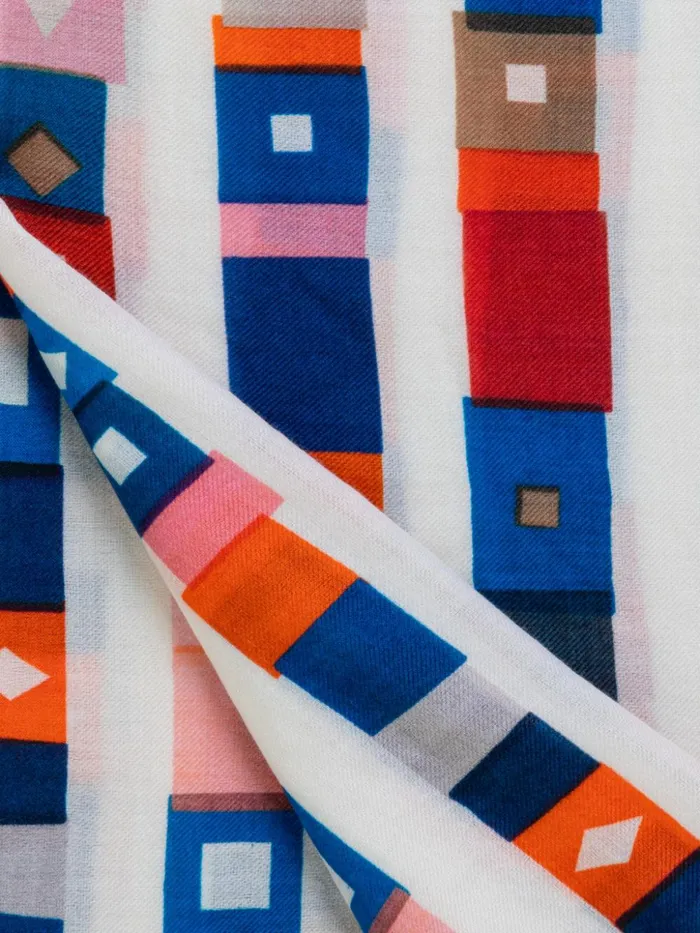 Scarf In Cashmere And Silk With Superstripe Print Multicolor Women Akris Cashmere
