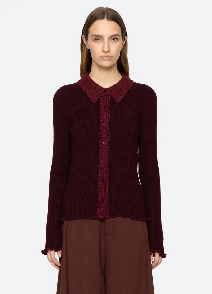 Sea New York Tops Women Clare Cardigan Burgundy Sea New York Tops Women Clare Cardigan Burgundy