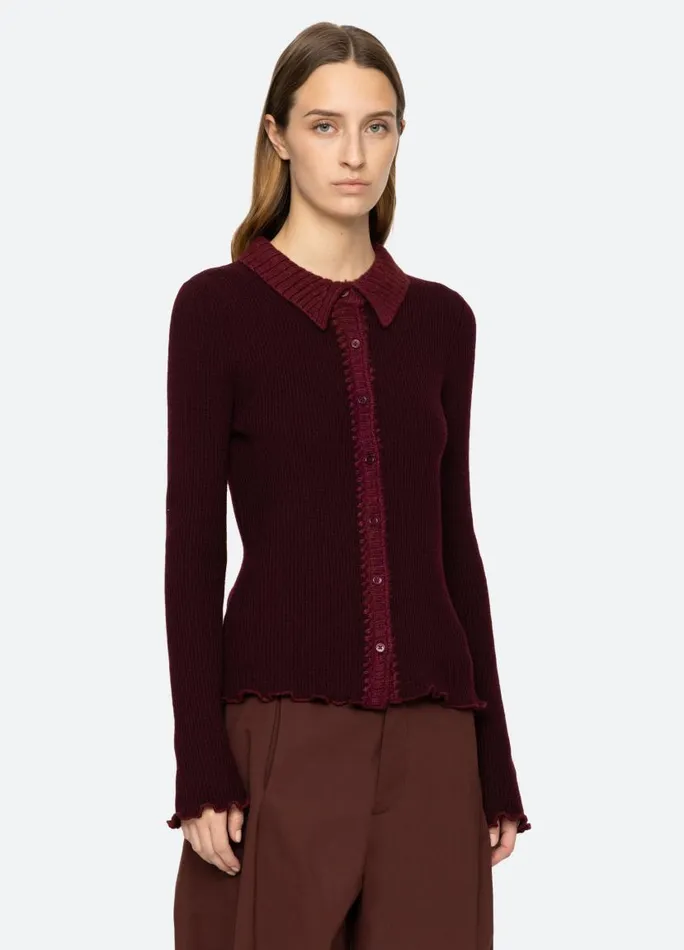 Sea New York Tops Women Clare Cardigan Burgundy Sea New York Tops Women Clare Cardigan Burgundy