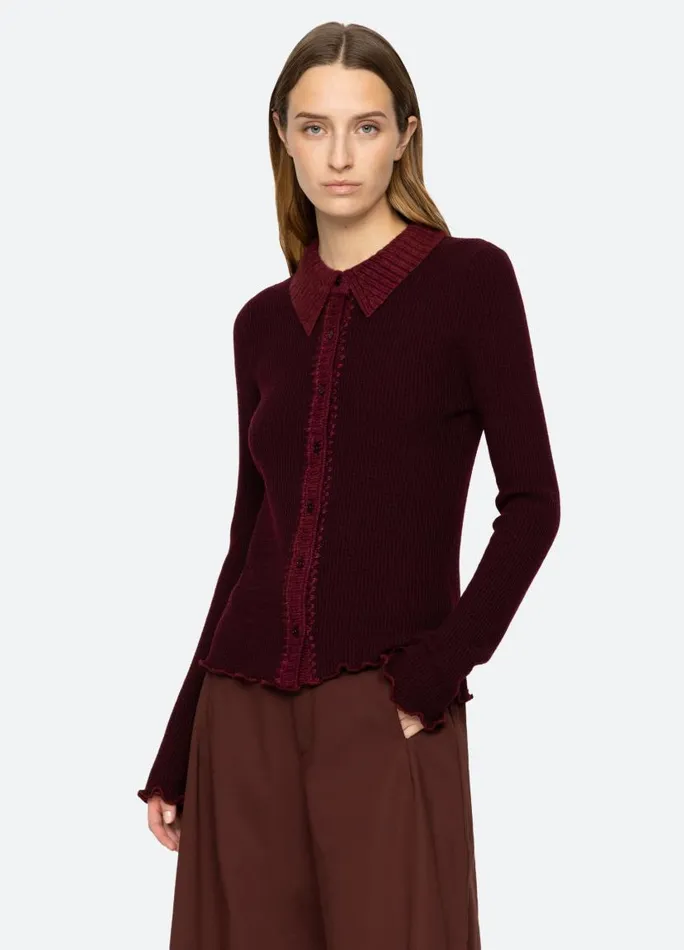 Sea New York Tops Women Clare Cardigan Burgundy Sea New York Tops Women Clare Cardigan Burgundy