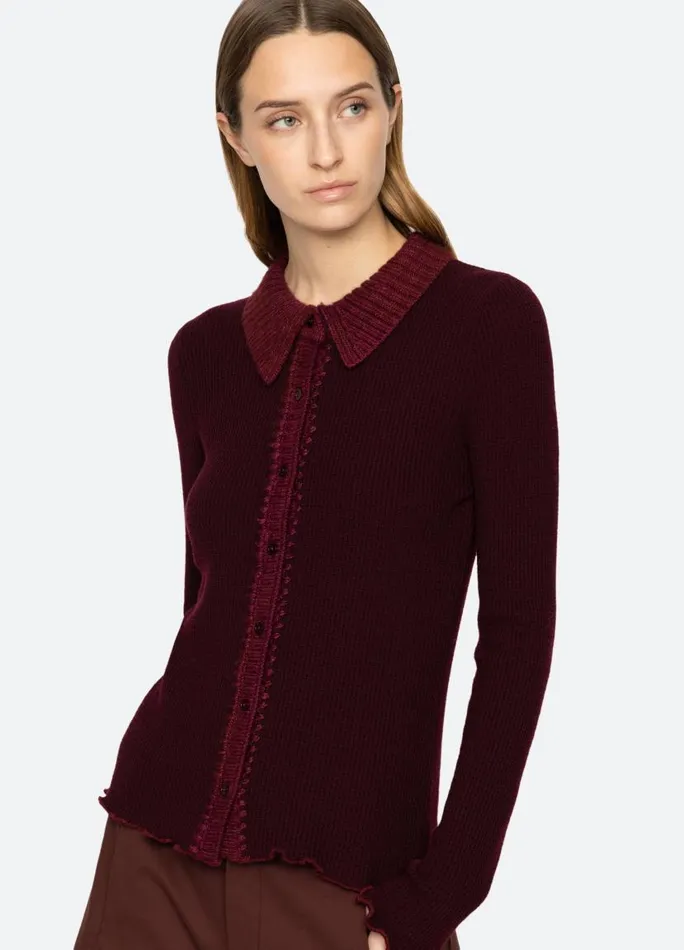 Sea New York Tops Women Clare Cardigan Burgundy Sea New York Tops Women Clare Cardigan Burgundy