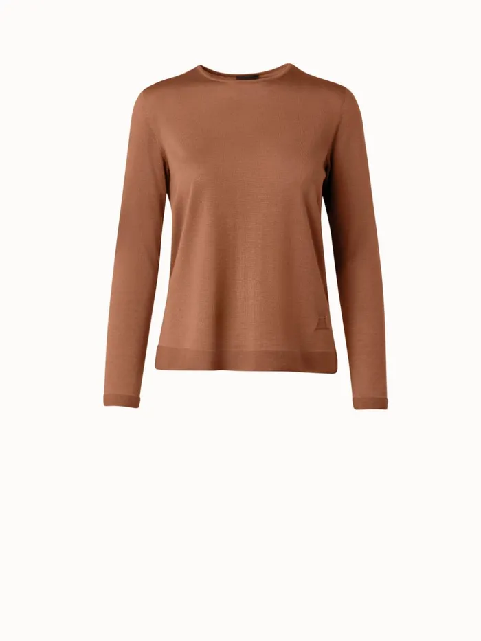 Seamless Cashmere Silk Knit Pullover Vicuna Women Akris Knitwear