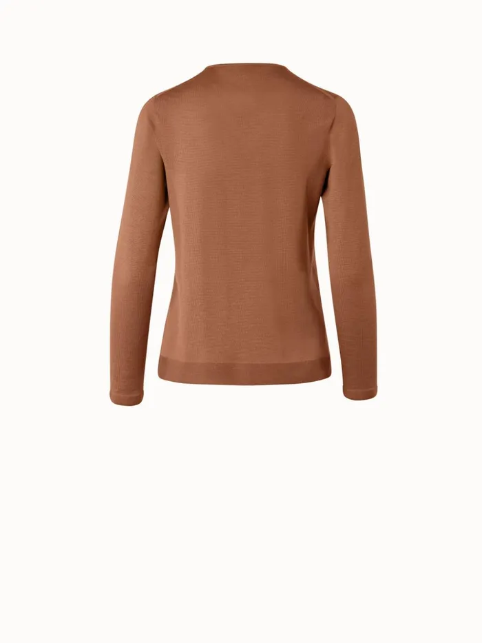 Seamless Cashmere Silk Knit Pullover Vicuna Women Akris Knitwear