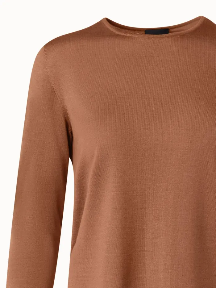Seamless Cashmere Silk Knit Pullover Vicuna Women Akris Knitwear