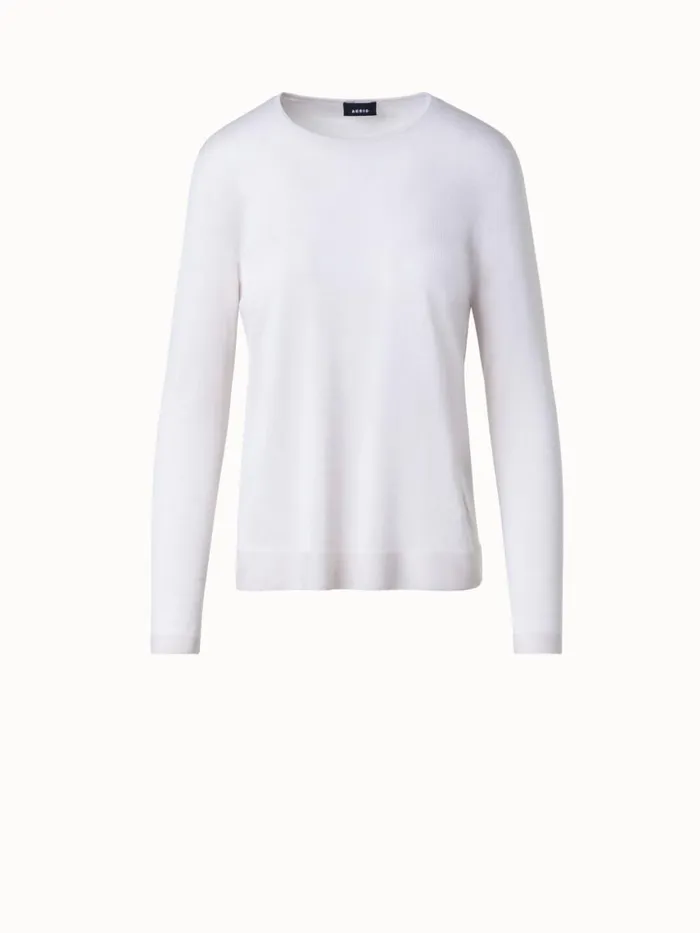 Seamless Cashmere Silk Knit Sweater Beige Women Akris Knitwear