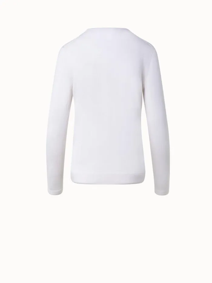 Seamless Cashmere Silk Knit Sweater Beige Women Akris Knitwear