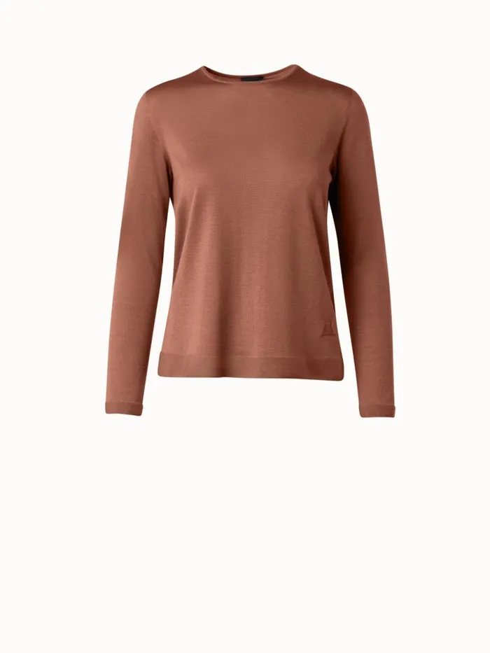 Seamless Cashmere Silk Knit Sweater Vicuna Women Akris Knitwear