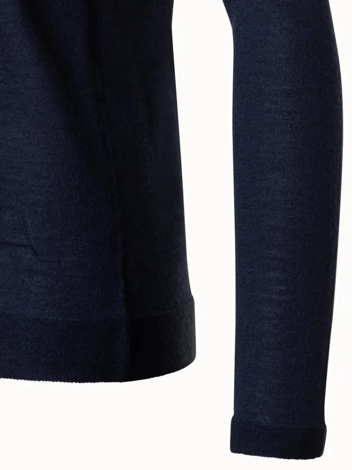 Seamless Cashmere Silk Knit VNeck Pullover Navy Women Akris Cashmere