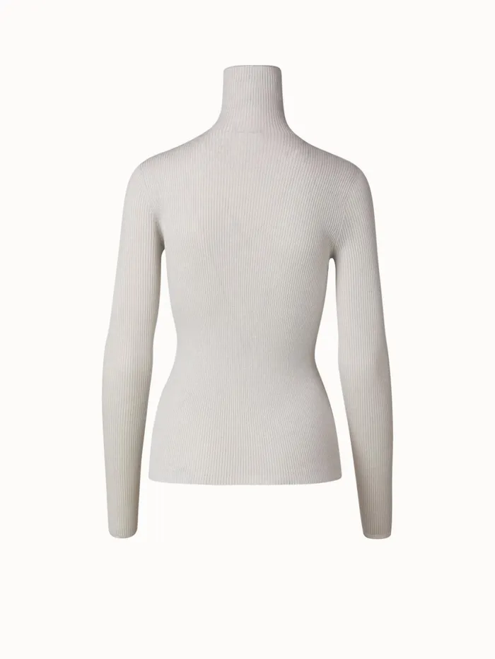 Seamless Cashmere Silk Rib Knit Pullover Light Melange Women Akris Knitwear