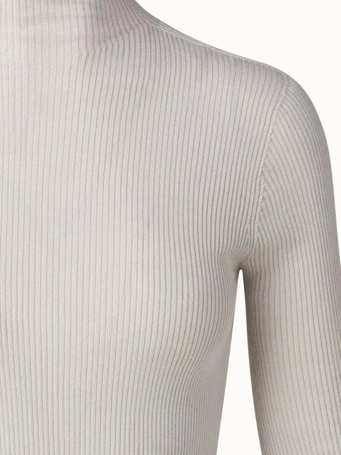 Seamless Cashmere Silk Rib Knit Pullover Light Melange Women Akris Knitwear