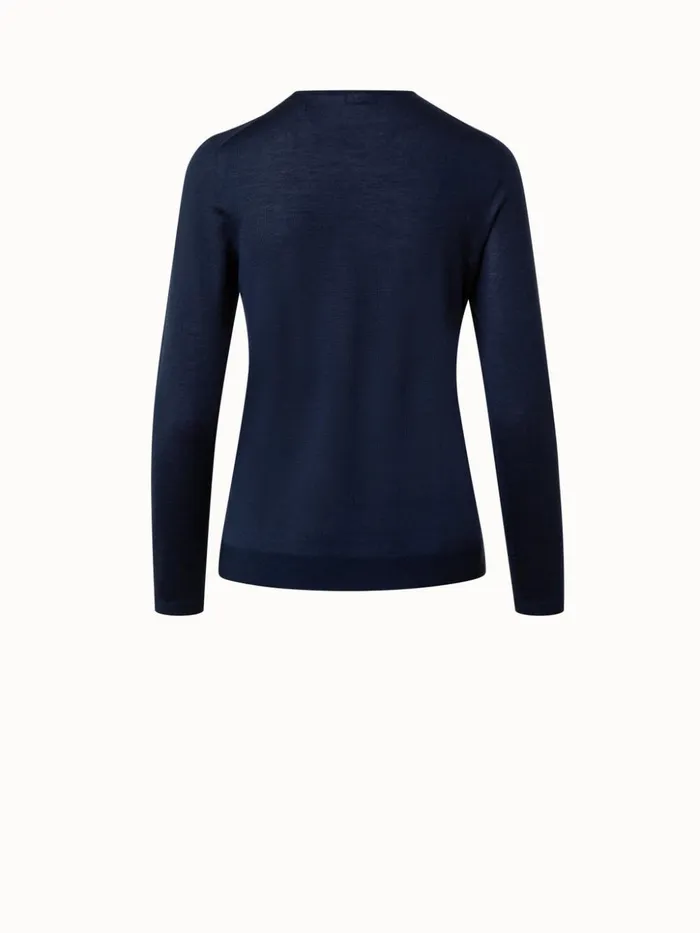 Seamless Pullover From Cashmere Silk Navy Women Akris Cashmere