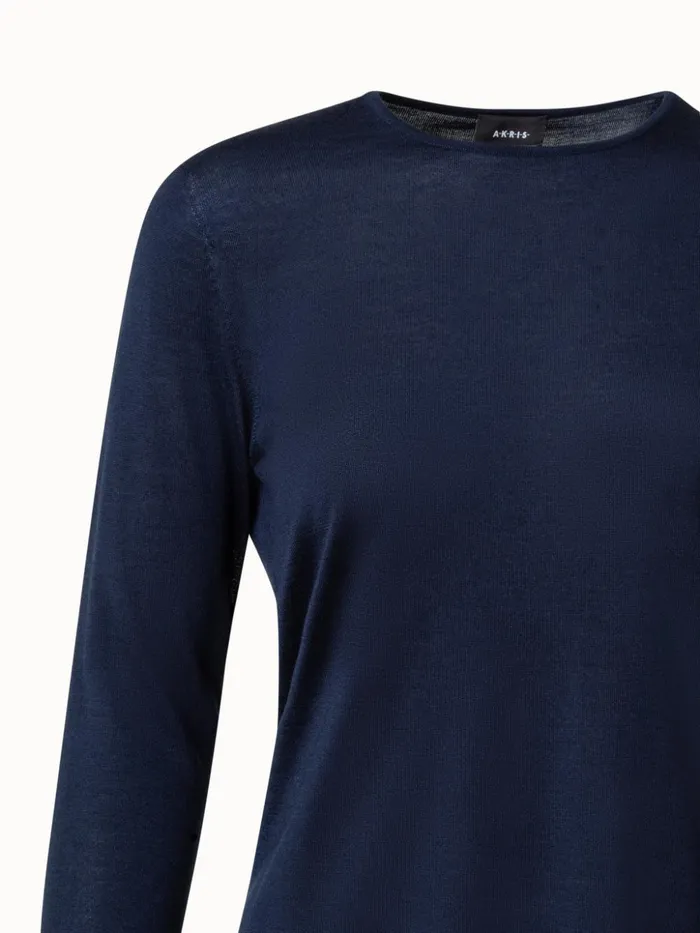 Seamless Pullover From Cashmere Silk Navy Women Akris Cashmere