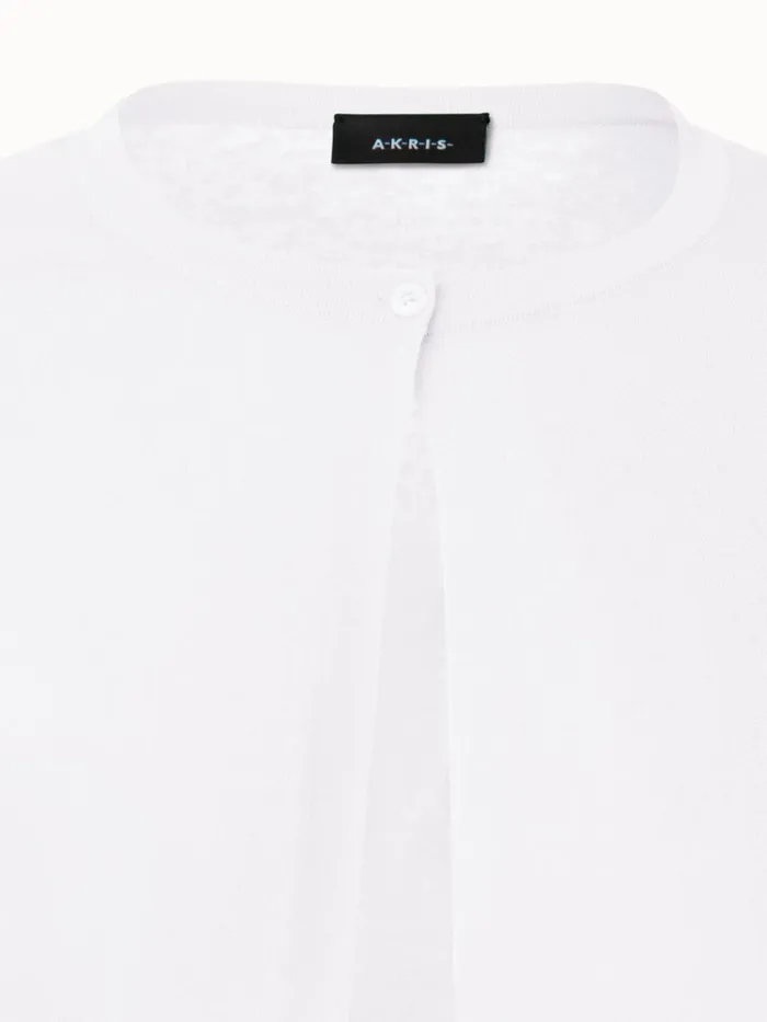 SemiSheer Short Knit Cardigan In Cotton Blend Ecru Women Akris Knitwear