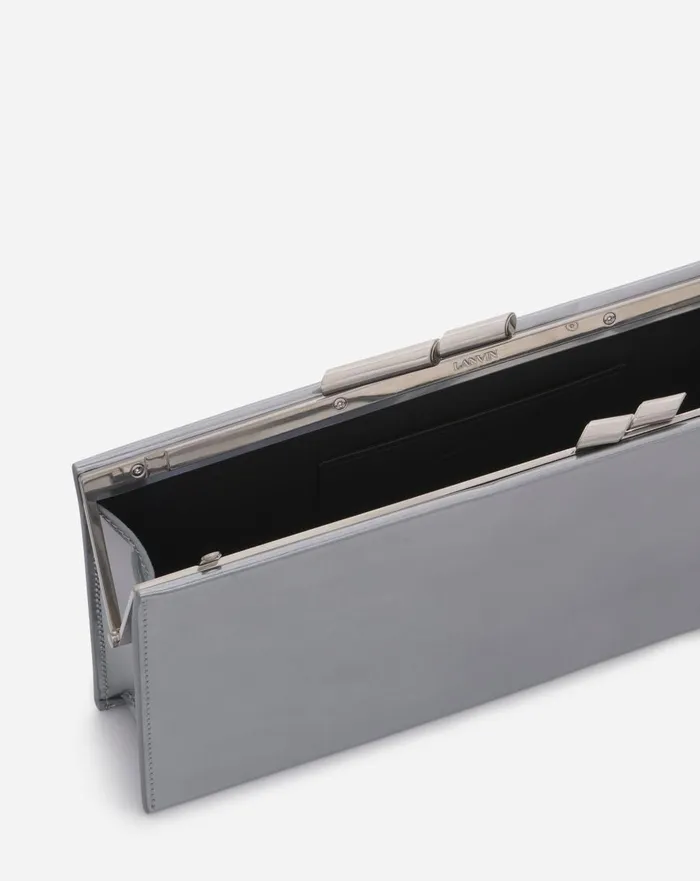 Sequence By Lanvin Metallic Leather Clutch Bag Silver Women Lanvin Mini Bags and Clutches