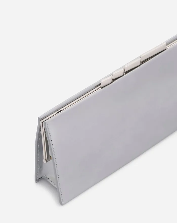 Sequence By Lanvin Metallic Leather Clutch Bag Silver Women Lanvin Mini Bags and Clutches