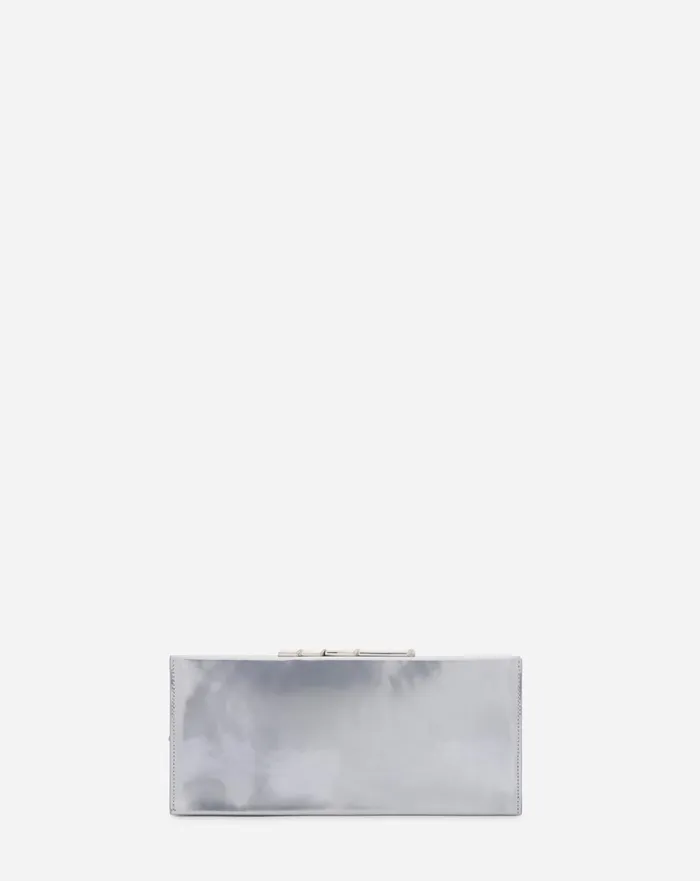 Sequence By Lanvin Metallic Leather Clutch Bag Silver Women Lanvin Mini Bags and Clutches