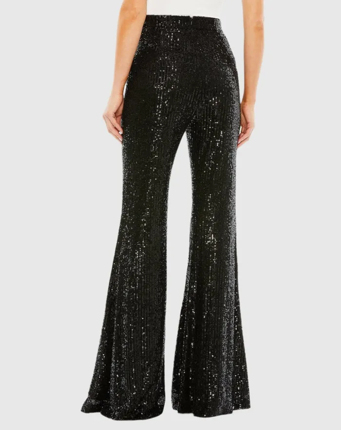 Sequin Flare Evening Pants 8211 FINAL SALE Black Pants Mac Duggal Women