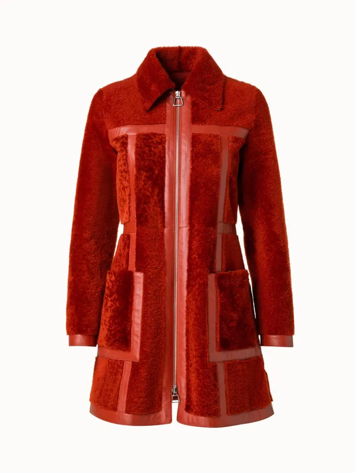 Shearling Coat Rustic Red Women Akris Coats