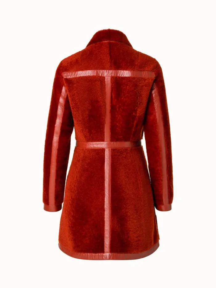 Shearling Coat Rustic Red Women Akris Coats