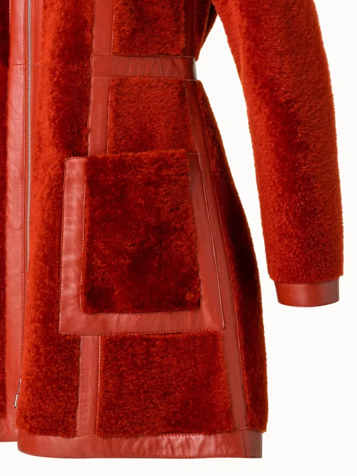 Shearling Coat Rustic Red Women Akris Coats