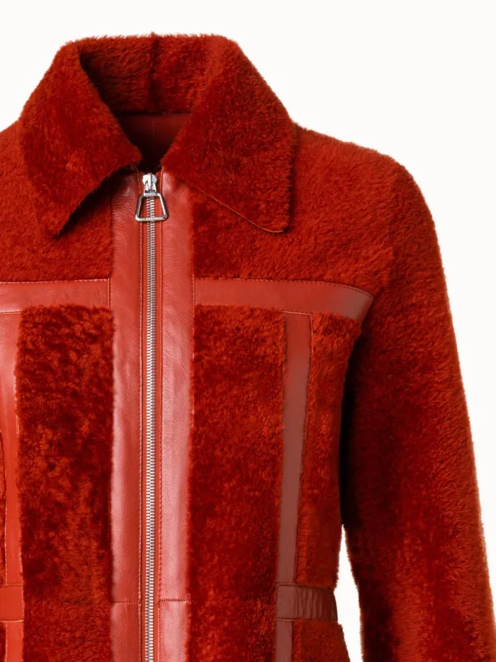 Shearling Coat Rustic Red Women Akris Coats