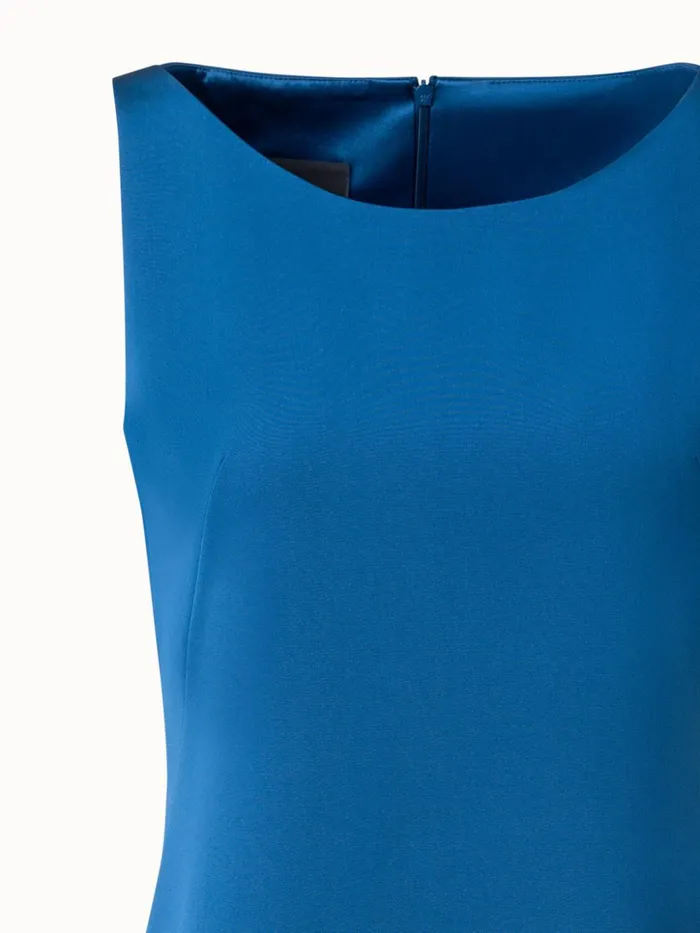 Sheath Dress In Silk Crpe Stretch Medium Denim Women Akris Dresses