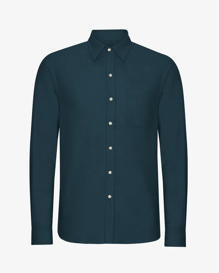 Shirts Colorfulstandard Men Organic Flannel Shirt 8211 Petrol Blue