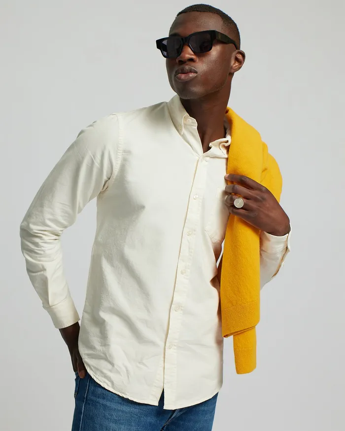 Shirts Organic Button Down Shirt 8211 Oyster Grey Colorfulstandard Men