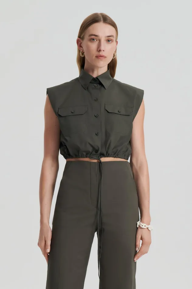 Shirts PARACHUTE CROP SHIRT JUNGLE Scanlan Theodore Women Shirts PARACHUTE CROP SHIRT JUNGLE Scanlan Theodore Women