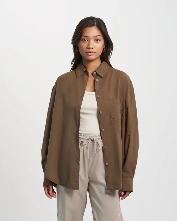 Shirts Women Organic Oversized Shirt 8211 Cedar Brown Colorfulstandard