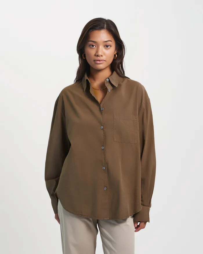 Shirts Women Organic Oversized Shirt 8211 Cedar Brown Colorfulstandard