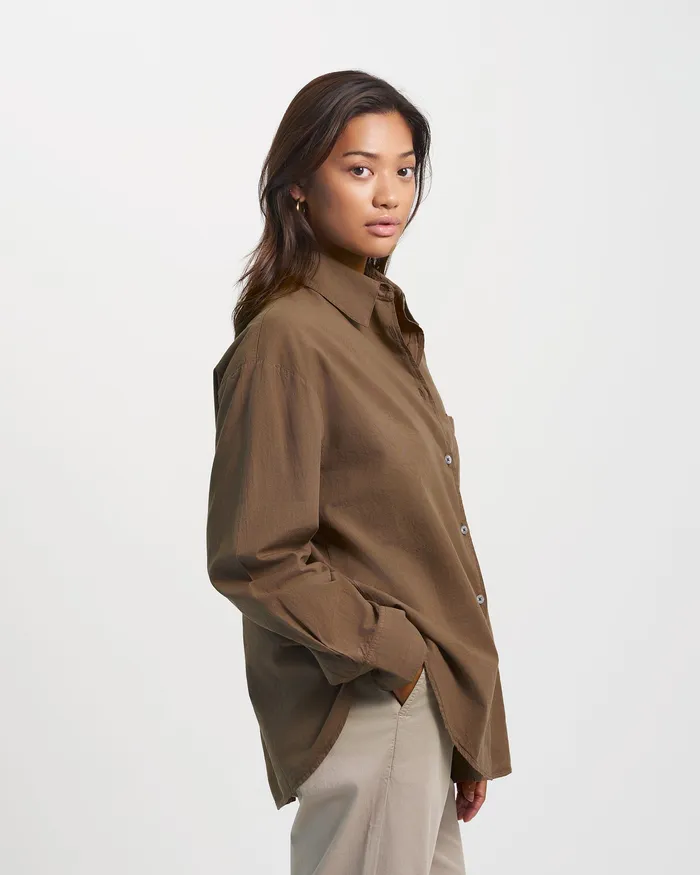 Shirts Women Organic Oversized Shirt 8211 Cedar Brown Colorfulstandard