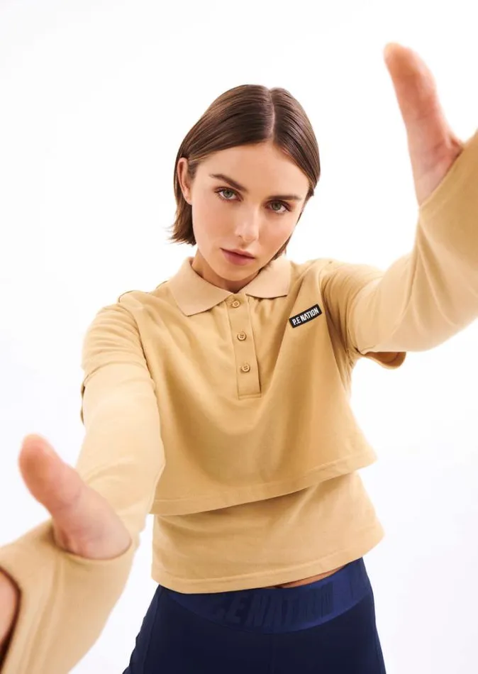 Shop AUGUSTA LS TEE IN SAND PE Nation Long Sleeve Tops