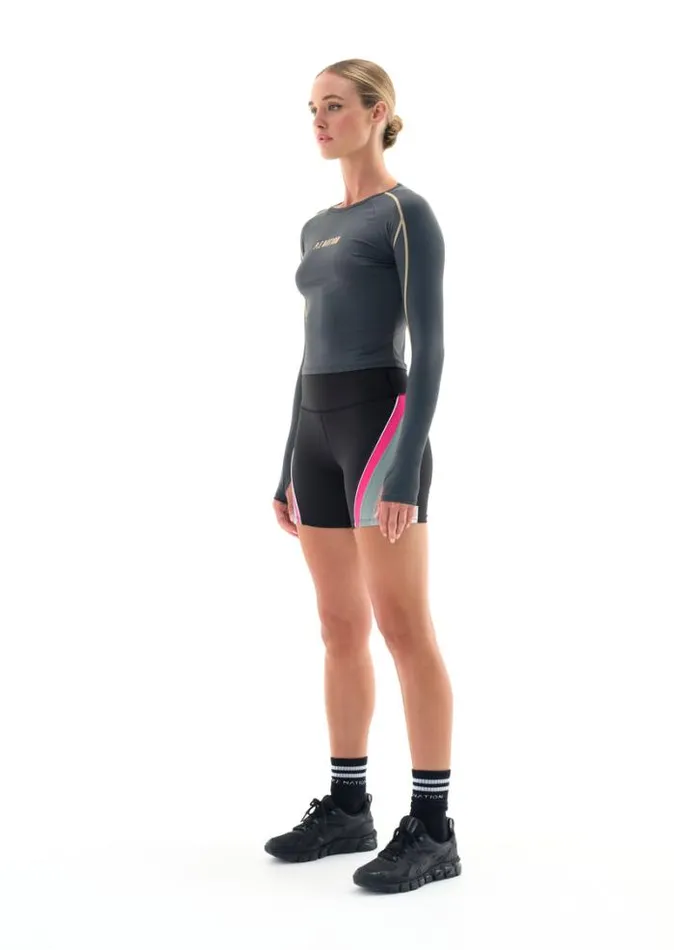 Shop AZZURRA LS TOP IN DARK SHADOW PE Nation Long Sleeve Tops
