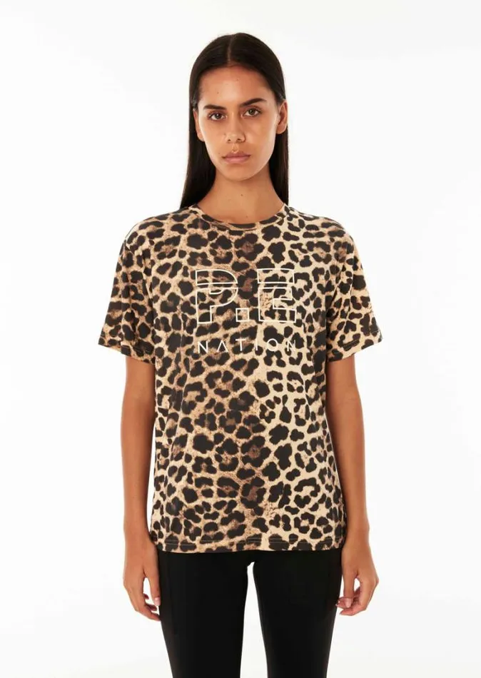 Shop DOWNFORCE SS TEE IN ANIMAL PRINT PE Nation Tees and Tanks
