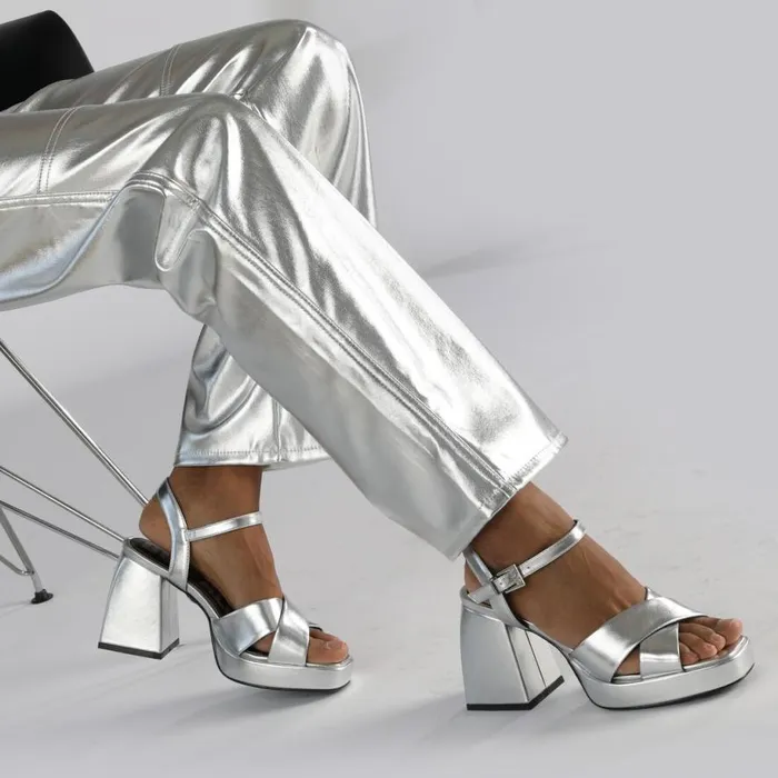 Shop Heels BUFFALO Bella Cross Silver