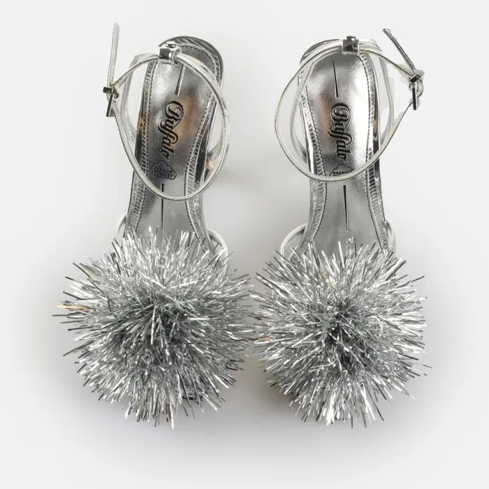 Shop Heels BUFFALO FAIRY FLUFF 8211 VEGAN PATENT 8211 SILVER Silver