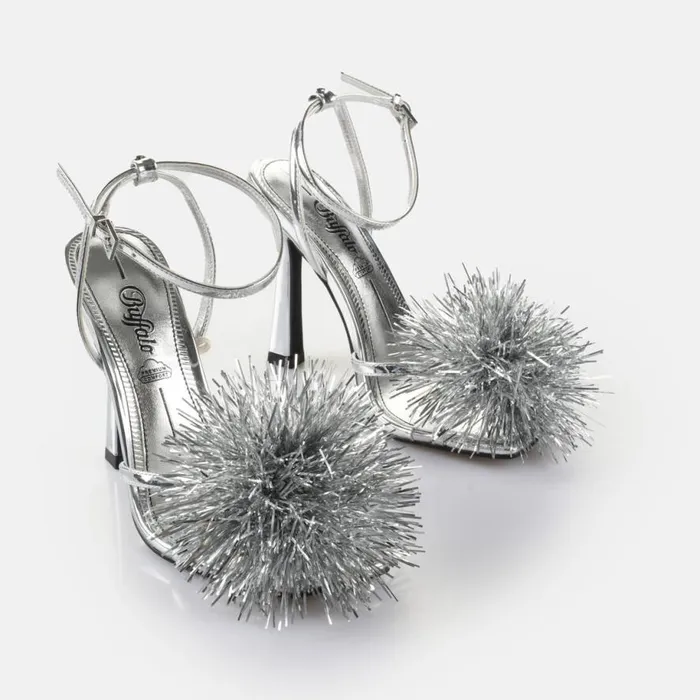 Shop Heels BUFFALO FAIRY FLUFF 8211 VEGAN PATENT 8211 SILVER Silver