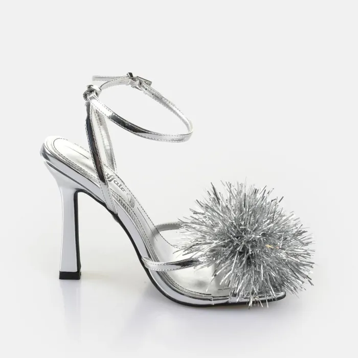 Shop Heels BUFFALO FAIRY FLUFF 8211 VEGAN PATENT 8211 SILVER Silver