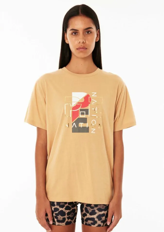 Shop HERITAGE SS TEE IN SAND PE Nation Tees and Tanks