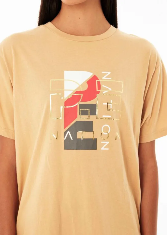 Shop HERITAGE SS TEE IN SAND PE Nation Tees and Tanks