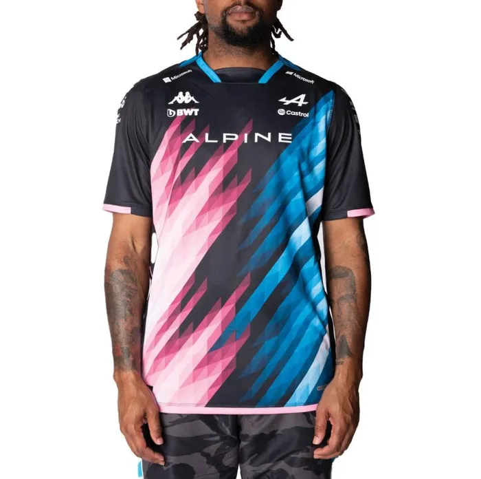 Shop Kappa Tops Kombat Ocon Alpine F1 Jersey Black