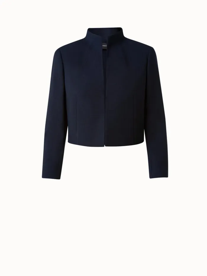 Short Jacket In Wool DoubleFace Navy Women Akris Jackets