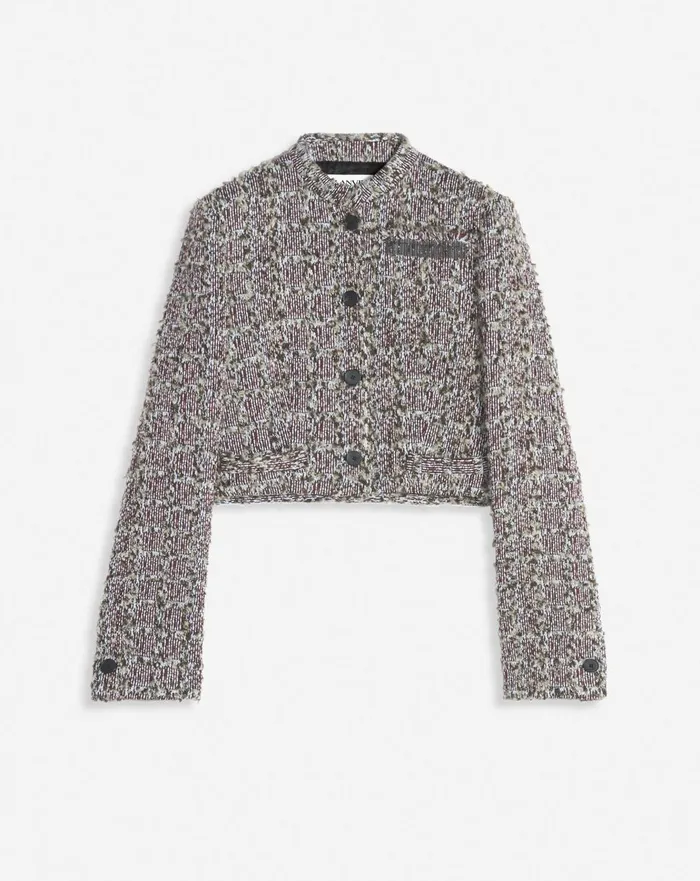 Short Tweed Jacket Burgundyblue Women Lanvin Coats and Jackets