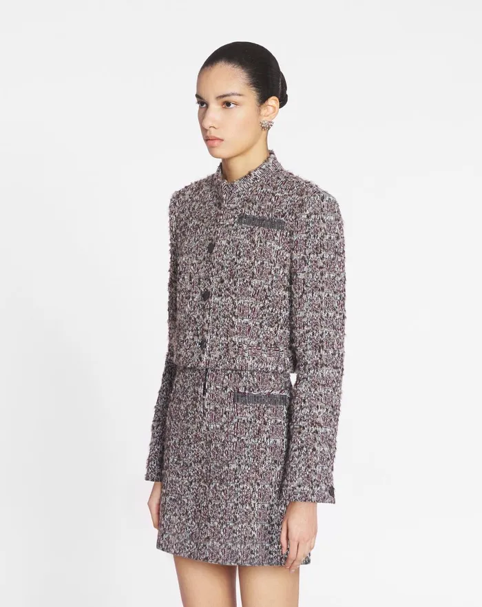 Short Tweed Jacket Burgundyblue Women Lanvin Coats and Jackets Short Tweed Jacket Burgundyblue Women Lanvin Coats and Jackets