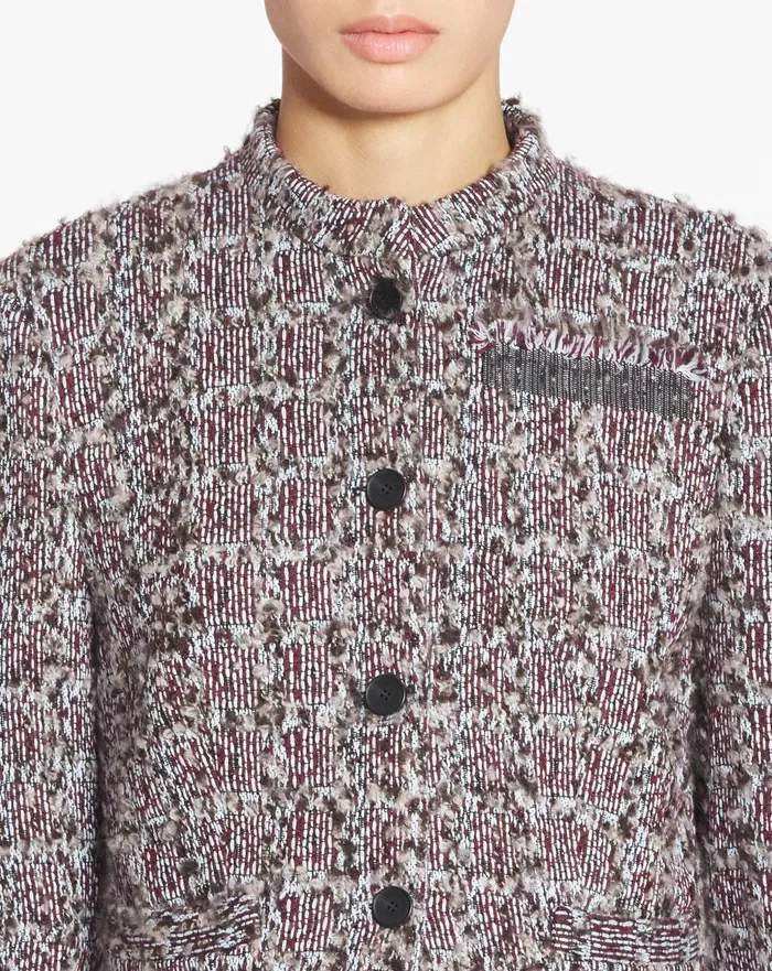 Short Tweed Jacket Burgundyblue Women Lanvin Coats and Jackets Short Tweed Jacket Burgundyblue Women Lanvin Coats and Jackets