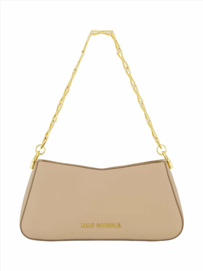 Shoulder Bags Women Gold Strap Small Taupe Nappa Leather Shoulder Bag 8211 FINAL SALE Taupe Mac Duggal
